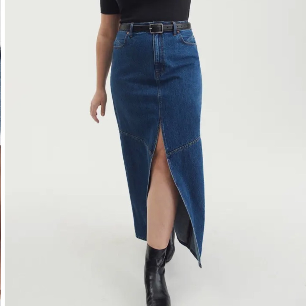 Madewell denim maxi skirt with slit